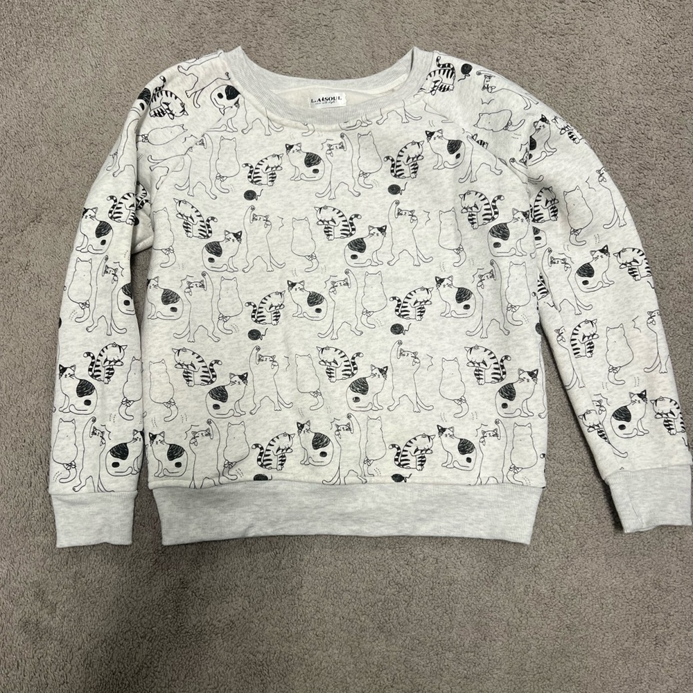 Cat Print Sweatshirt Small